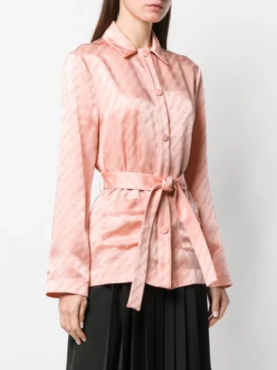 Shop Off-white Belted Logo Shirt In Pink