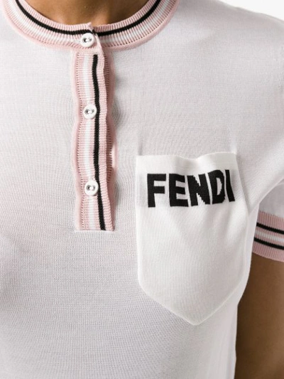 FENDI LOGO短袖真丝套头衫 - 白色