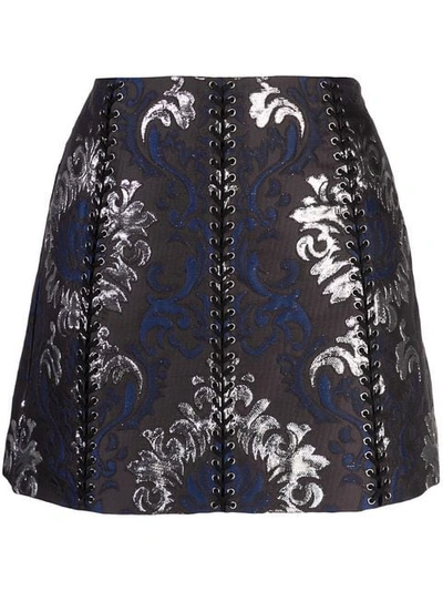 Shop Vera Wang Lace-up Detail Mini Skirt In Black