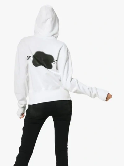 Shop Helmut Lang Logo Print Hooded Jumper In White