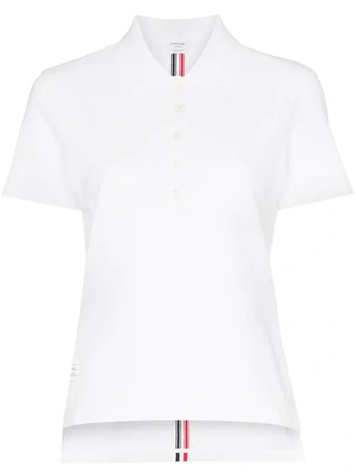 Shop Thom Browne Signal Stripe Short Sleeve Polo Shirt In White