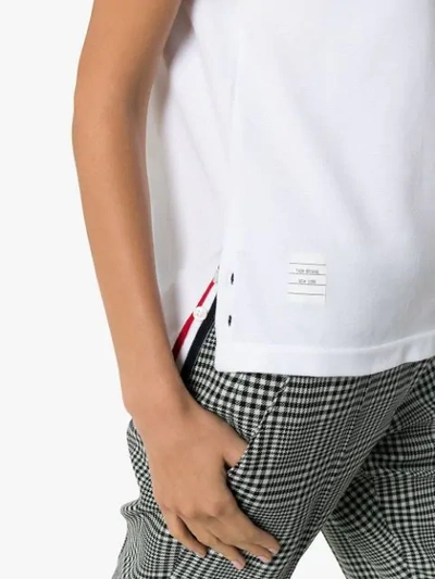 Shop Thom Browne Signal Stripe Short Sleeve Polo Shirt In White
