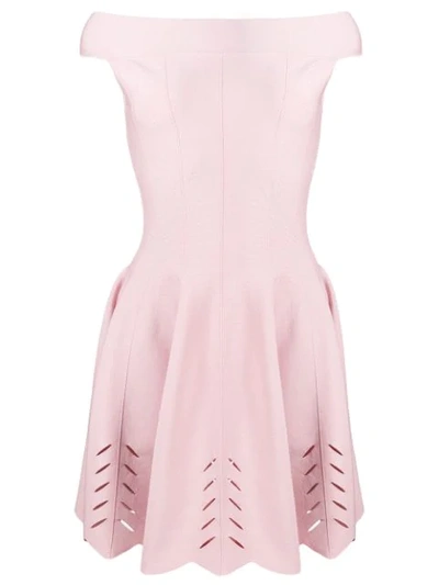 Shop Alexander Mcqueen Off Shoulder Pleated Dress In Pink