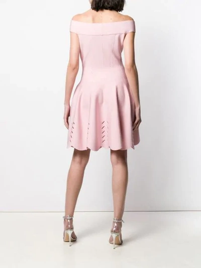 Shop Alexander Mcqueen Off Shoulder Pleated Dress In Pink