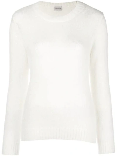 Shop Moncler Crew Neck Jumper In White