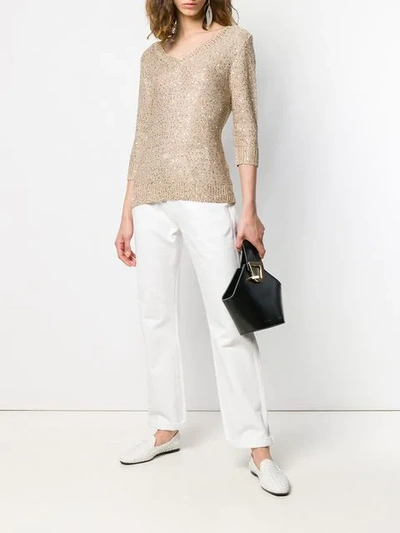 Shop Snobby Sheep Sequinned Knitted Jumper In Neutrals