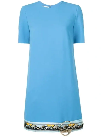 Shop Emilio Pucci Contrast Hemline Shift Dress In Blue