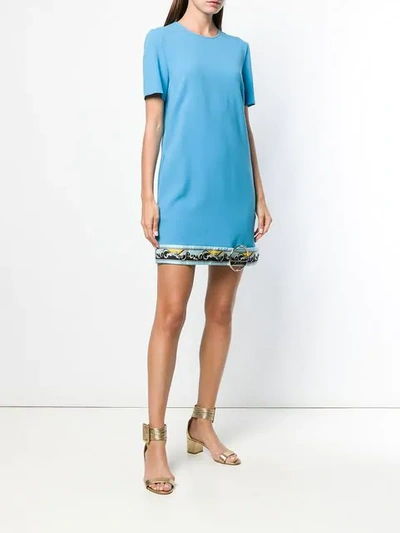 Shop Emilio Pucci Contrast Hemline Shift Dress In Blue
