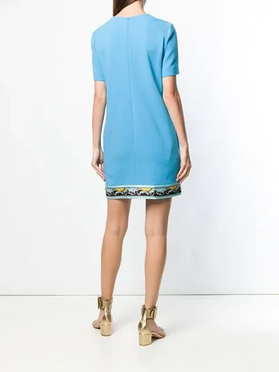 Shop Emilio Pucci Contrast Hemline Shift Dress In Blue