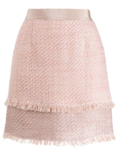 Shop Pinko Tweed Mini Skirt In Pink