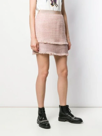 Shop Pinko Tweed Mini Skirt In Pink