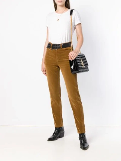 Shop Saint Laurent High-waisted Cord Trousers In Brown