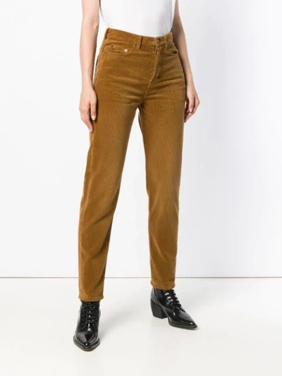 Shop Saint Laurent High-waisted Cord Trousers In Brown