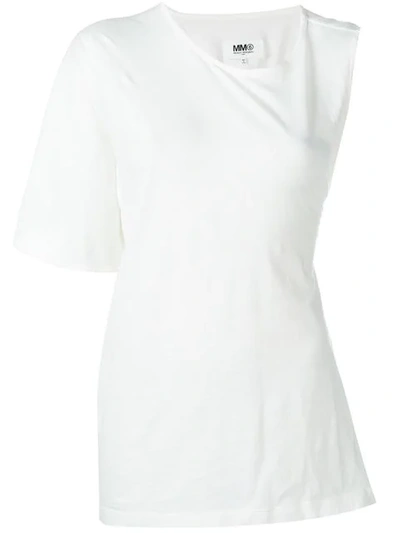 Shop Mm6 Maison Margiela Asymmetric T-shirt In White