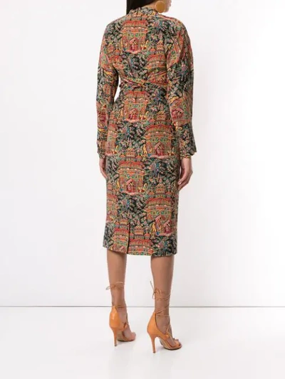 Pre-owned Hermes 1990s  Printed Midi Dress In Multicolour