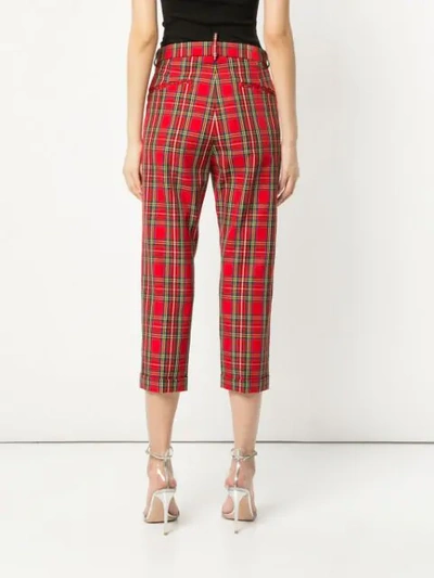 Shop Dsquared2 Tartan Print Cropped Trousers In Red