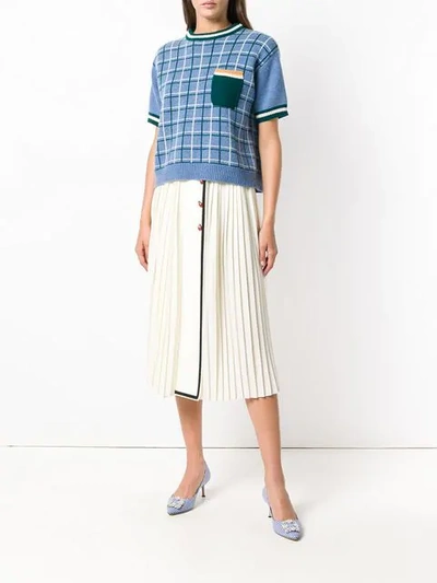 Shop Gucci Pleated Midi Skirt In White