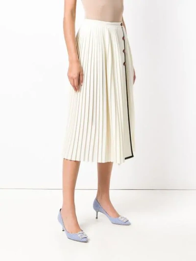 Shop Gucci Pleated Midi Skirt In White
