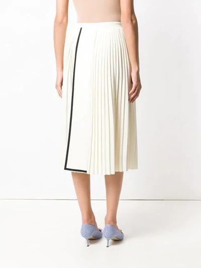 Shop Gucci Pleated Midi Skirt In White