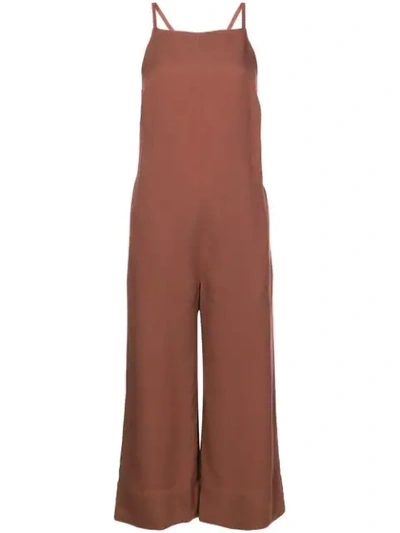 Shop Nomia Cropped Flared Jumpsuit - Brown