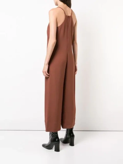 Shop Nomia Cropped Flared Jumpsuit - Brown