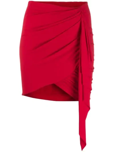 Shop Alexandre Vauthier Asymmetric Drape Skirt In Red