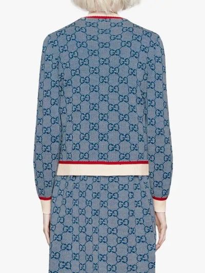 Shop Gucci Gg Knit Cardigan In Blue