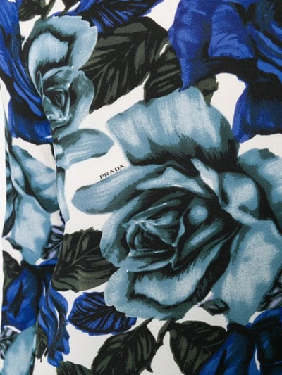 Shop Prada Turtleneck Rose Print Top In F0215 Cobalto
