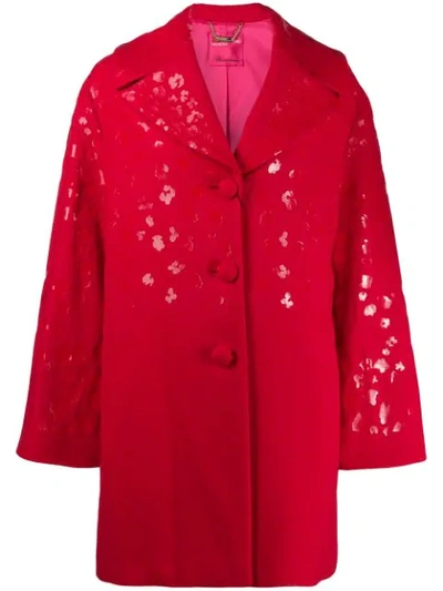 Shop Blumarine Leopard Print Coat In 152 Red