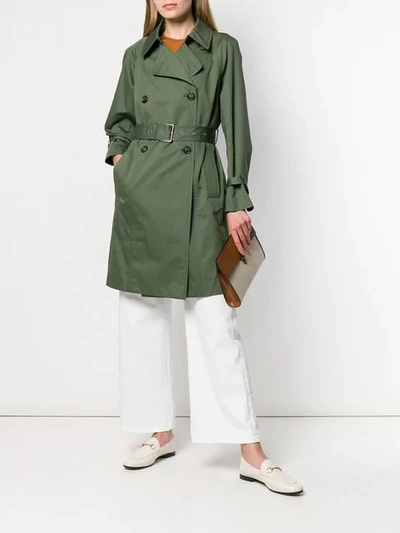 BRUNELLO CUCINELLI BELTED SHORT TRENCHCOAT - 绿色