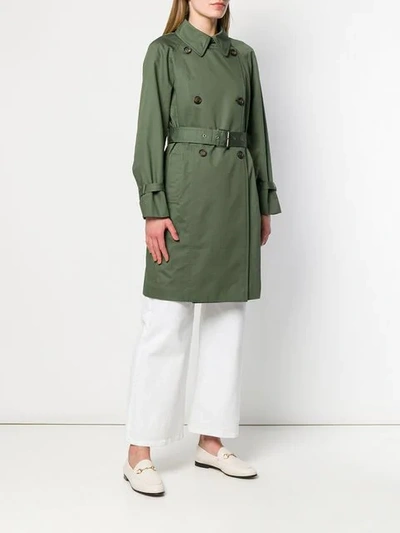 Shop Brunello Cucinelli Belted Short Trenchcoat - Green