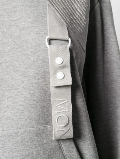 Shop Moncler Strap Detail Hoodie In Grey