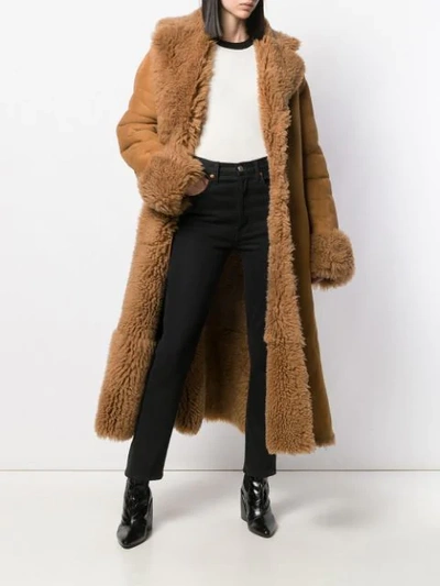 Liska Pippa Flared Hem Coat In Brown