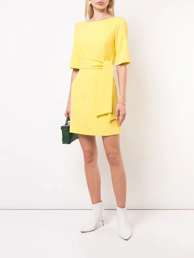 Shop Alice And Olivia Belted Shift Dress In Yellow