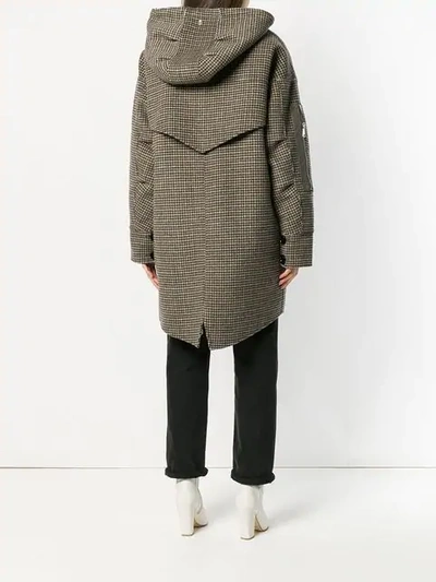 Liska Houndstooth Print Hooded Coat In Neutrals