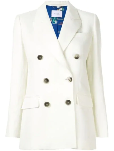 Shop Racil Classic Double-breasted Blazer In White