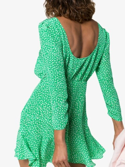 Shop Rixo London Kyla Floral-print Mini Dress In Green
