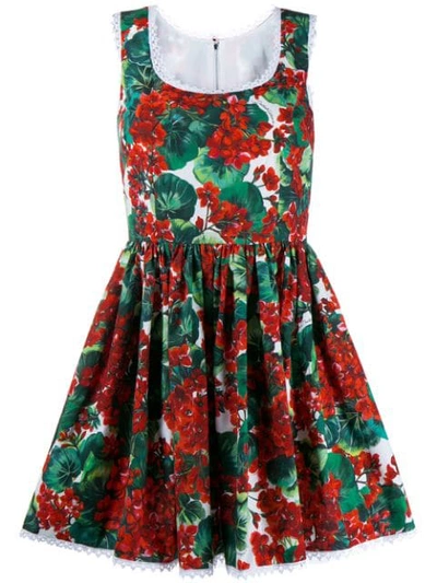 Shop Dolce & Gabbana Floral Mini Dress - Red