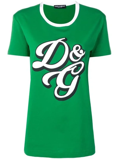 Shop Dolce & Gabbana T-shirt Mit Logo-print In Green