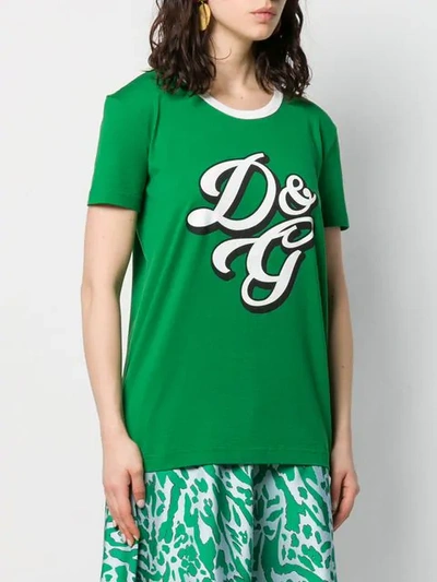 Shop Dolce & Gabbana T-shirt Mit Logo-print In Green