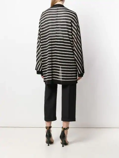 Shop Balmain Striped Jersey Oversized Cardigan - Black