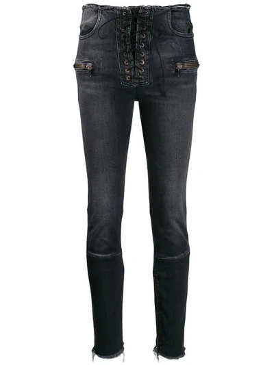 Shop Ben Taverniti Unravel Project Lace-up Skinny Jeans In Black