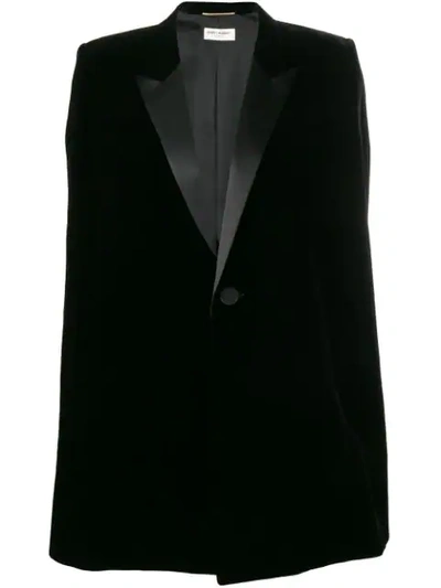 Shop Saint Laurent Blazer Style Cape In Black