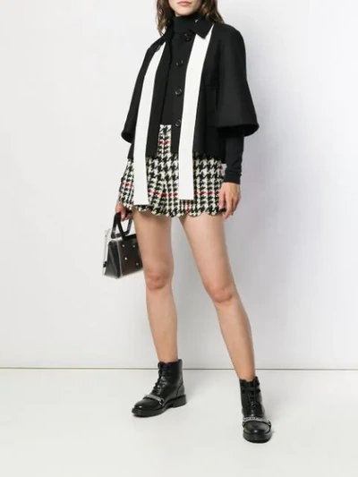 Shop Red Valentino Houndstooth Patterned Scalloped Hem Shorts In Black