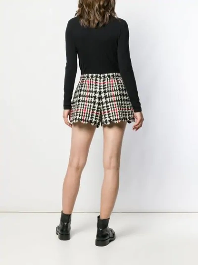 Shop Red Valentino Houndstooth Patterned Scalloped Hem Shorts In Black