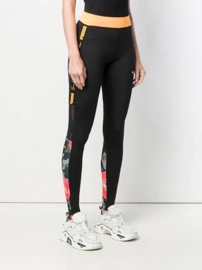 Puma X Sue Tsai Floral-panel Leggings In Black