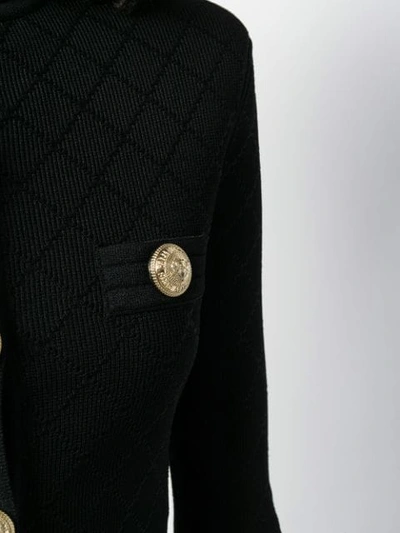 Shop Balmain Gold-tone Embellished Cropped Cardigan In 0pa Black
