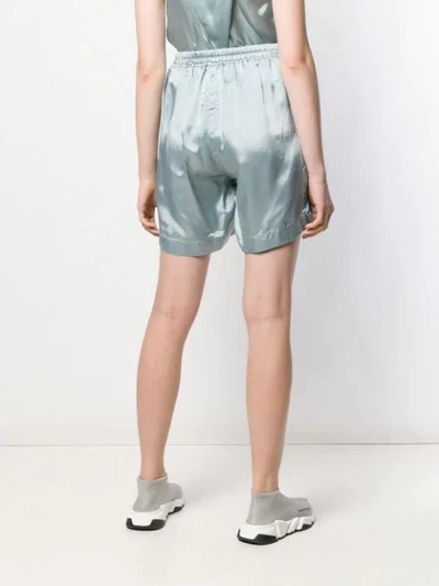 Shop Rick Owens Satin Shorts In Blue