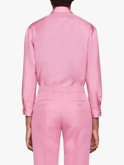 Shop Gucci Silk Bow Shirt  In 5730 Rosa