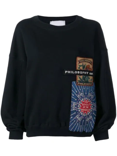 Shop Philosophy Di Lorenzo Serafini Patchwork Sweatshirt In Black